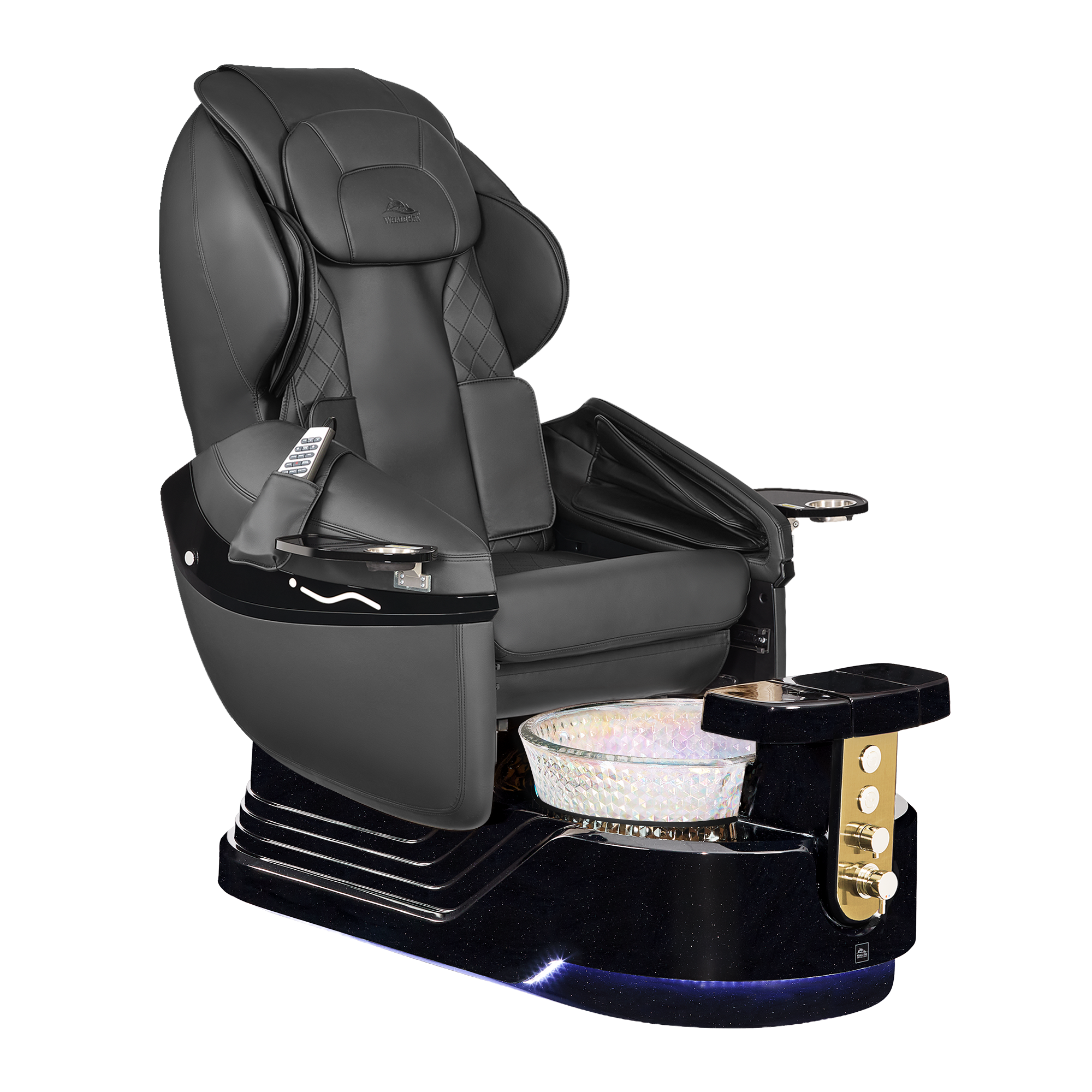Elora-BlackLeather-BlackBase-HologramBasin-YellowGold