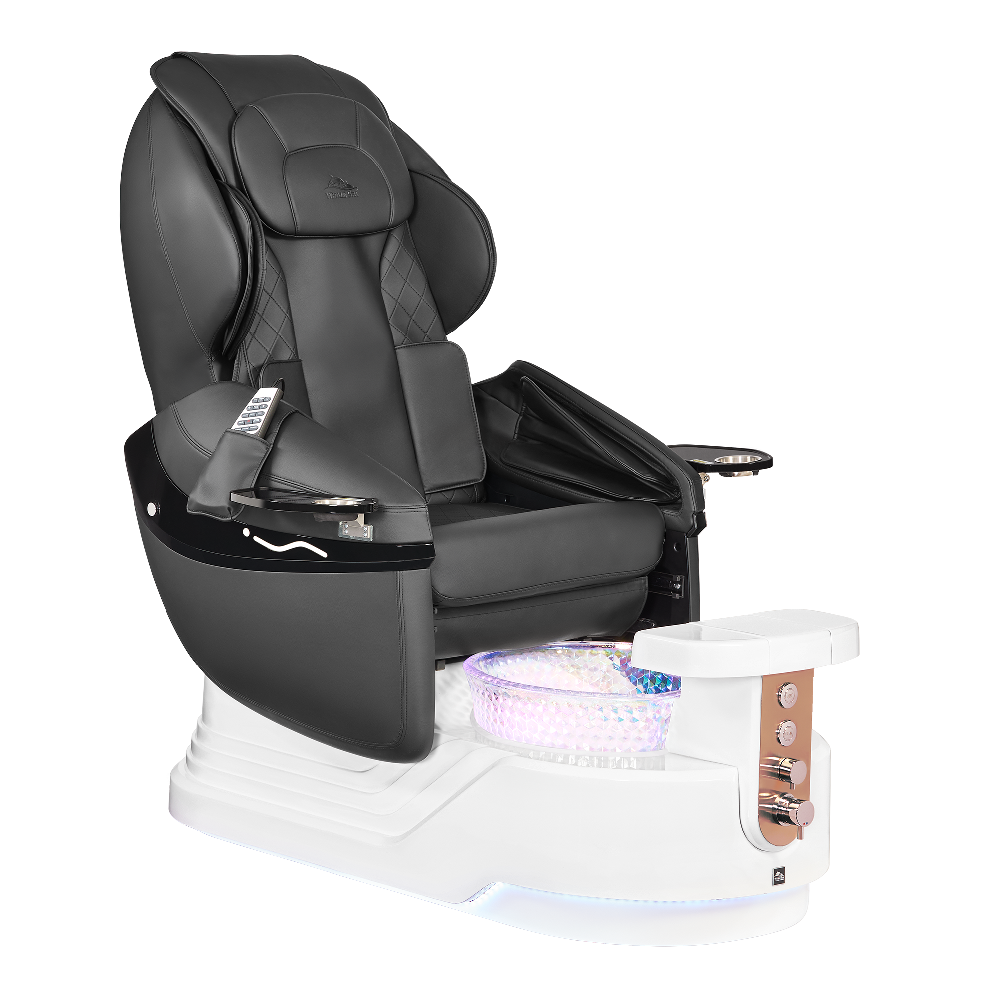 Elora_BlackLeather_WhiteBase_HologramBowl_RoseGold